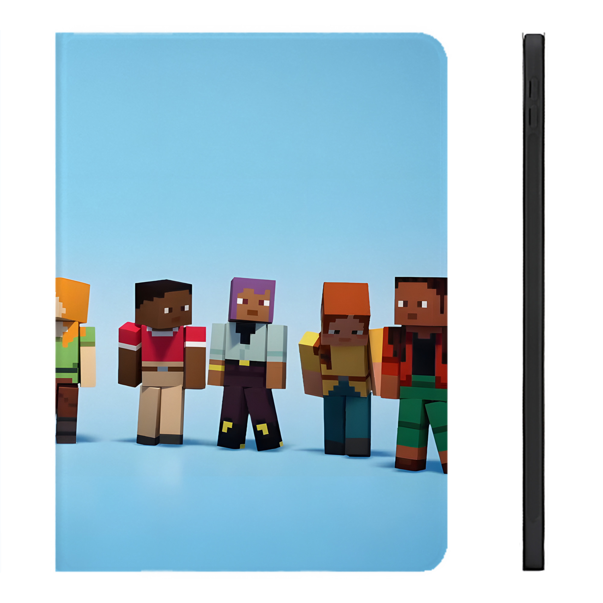 （画像用） マインクラフト ブロックの世界 Minecraft MC Block world IPadケース ペンホルダー付き ブックスタイルデザイン